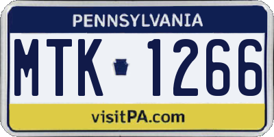 PA license plate MTK1266