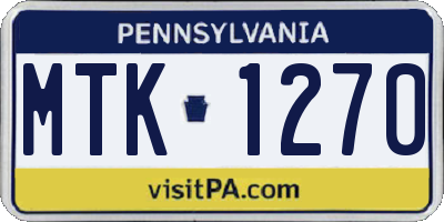 PA license plate MTK1270