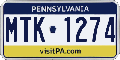 PA license plate MTK1274