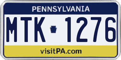 PA license plate MTK1276