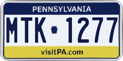 PA license plate MTK1277