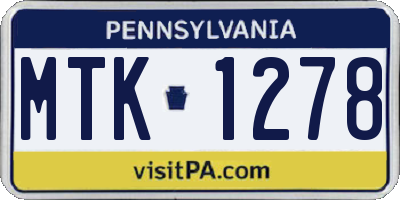 PA license plate MTK1278