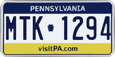 PA license plate MTK1294
