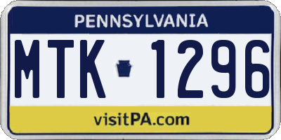PA license plate MTK1296