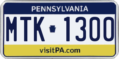 PA license plate MTK1300