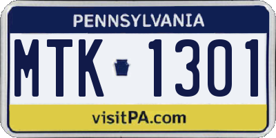 PA license plate MTK1301