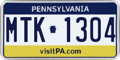 PA license plate MTK1304