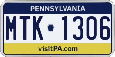 PA license plate MTK1306