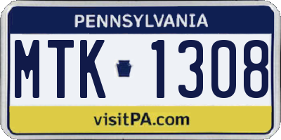 PA license plate MTK1308