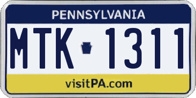 PA license plate MTK1311
