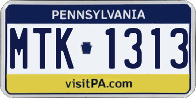 PA license plate MTK1313