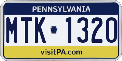 PA license plate MTK1320