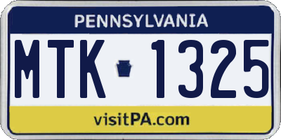 PA license plate MTK1325