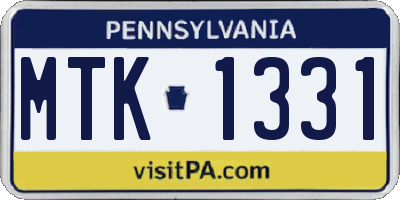 PA license plate MTK1331