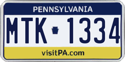 PA license plate MTK1334