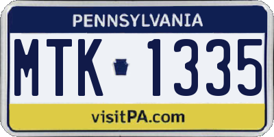 PA license plate MTK1335