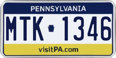 PA license plate MTK1346