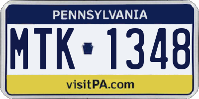 PA license plate MTK1348
