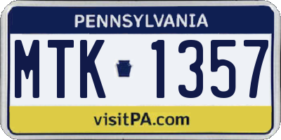 PA license plate MTK1357