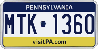 PA license plate MTK1360