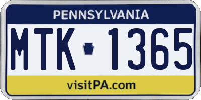 PA license plate MTK1365