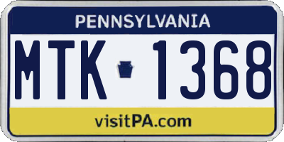 PA license plate MTK1368