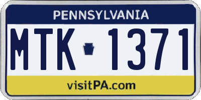 PA license plate MTK1371