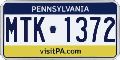 PA license plate MTK1372