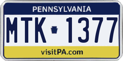 PA license plate MTK1377