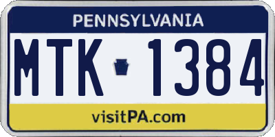 PA license plate MTK1384