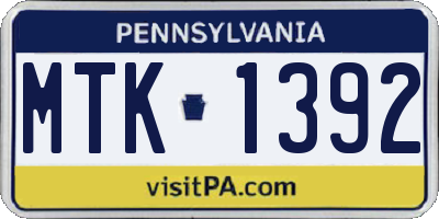 PA license plate MTK1392