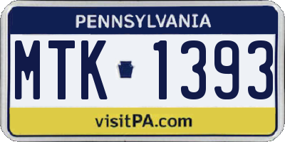 PA license plate MTK1393