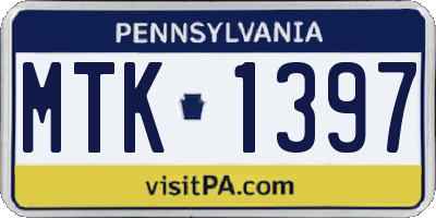 PA license plate MTK1397
