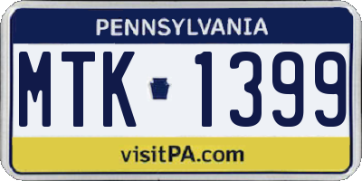PA license plate MTK1399