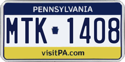 PA license plate MTK1408