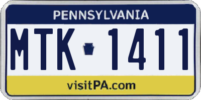 PA license plate MTK1411
