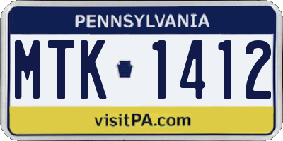 PA license plate MTK1412