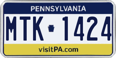 PA license plate MTK1424