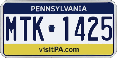 PA license plate MTK1425