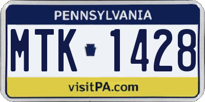 PA license plate MTK1428
