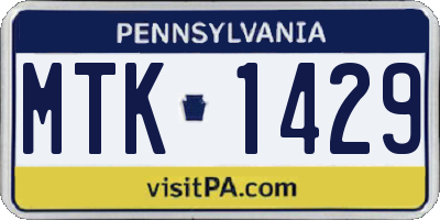 PA license plate MTK1429