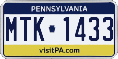 PA license plate MTK1433