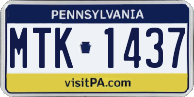 PA license plate MTK1437