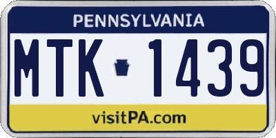 PA license plate MTK1439