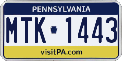 PA license plate MTK1443