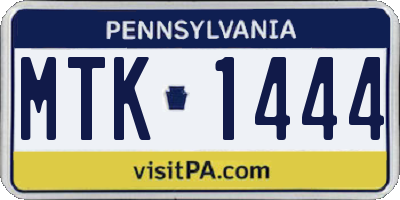 PA license plate MTK1444