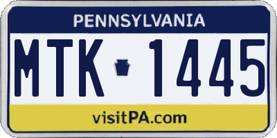 PA license plate MTK1445