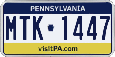 PA license plate MTK1447