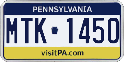 PA license plate MTK1450