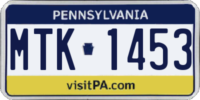 PA license plate MTK1453